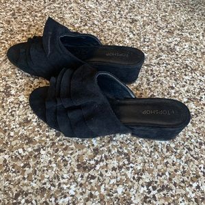 Topshop Suede Black Mules